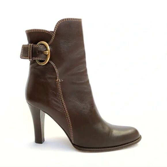 Coach Nancie Brown Leather Booties Size 6 - Picture 1 of 5